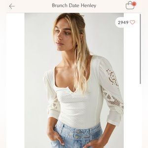 NWT Free People Brunch Date Henley Moonglow Size XS